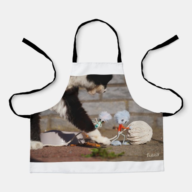 Fubby playing with their friend the cat. apron (Front)