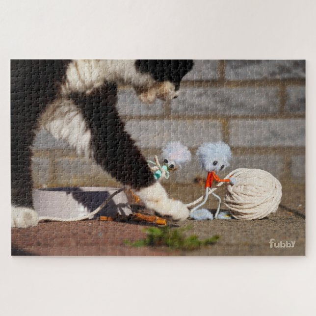 Fubby playing with their friend the cat. jigsaw puzzle (Horizontal)