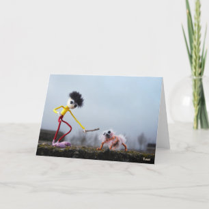Fubby plays with animals outside. thank you card