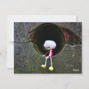Fubby puppetry sitting in a wall. A cute man Postcard