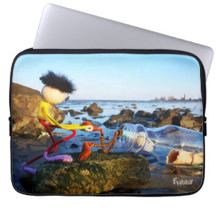 Fubby with bottle post on the coast. laptop sleeve