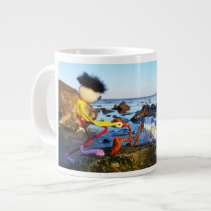 Fubby with bottle post on the coast. large coffee mug