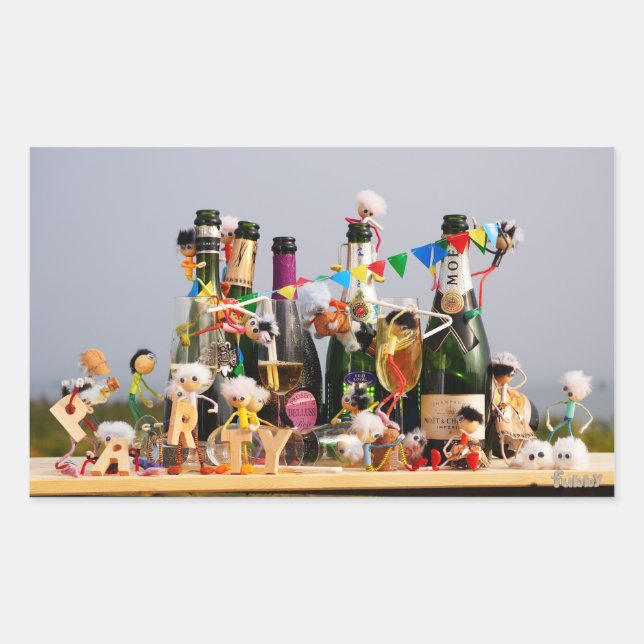 Fubby's having a party, congratulations! rectangular sticker (Front)