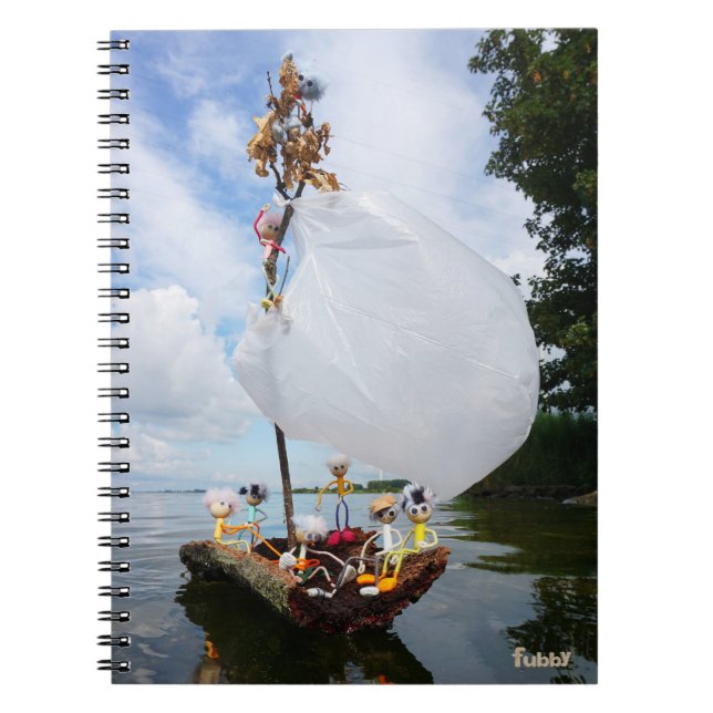 Fubby's on a wooden sailing boat, environmental pr notebook (Front)