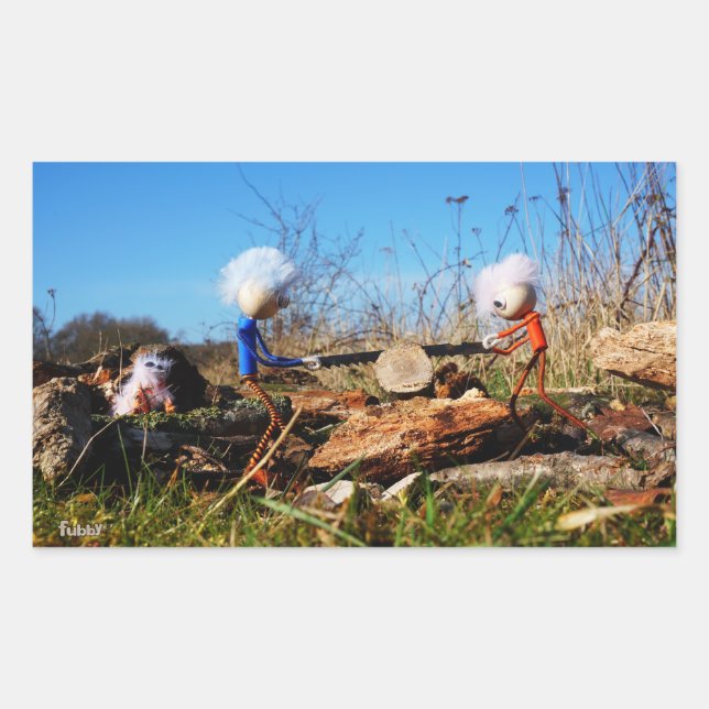 Fubby's who saw the trunk of tree. rectangular sticker (Front)