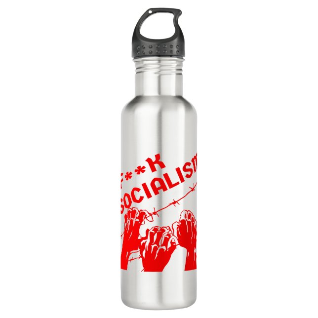 Fuc>| Socialism Barb Wire  #USAPatriotGraphics  © 710 Ml Water Bottle (Front)