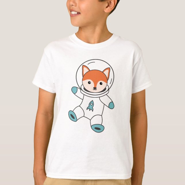 Fuchs Flies In Space As An Astronaut Rocket T-Shirt (Front)