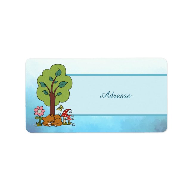 Fuchs unterm Baum Adressaufkleber Label (Front)