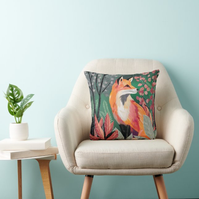 Fuchs Zauberwald Hand-Painted Nature Illustrations Cushion (Chair)