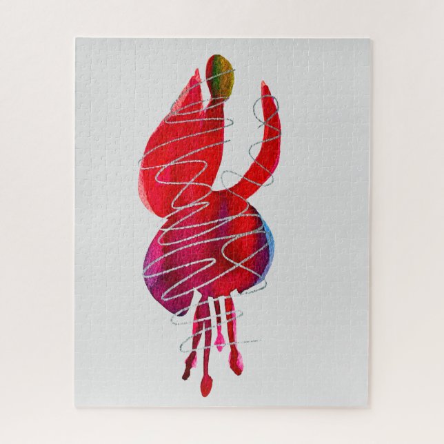 Fuchsia abstract watercolor floral jigsaw puzzle (Vertical)