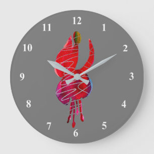 Fuchsia abstract watercolor floral large clock