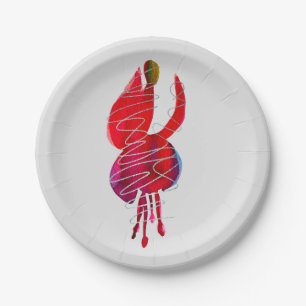 Fuchsia abstract watercolor floral paper plate