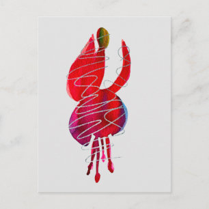 Fuchsia abstract watercolor floral postcard