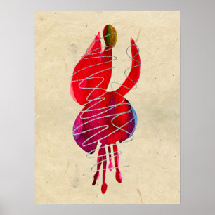 Fuchsia abstract watercolor floral poster