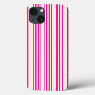 Fuchsia and beige five stripes pattern iPhone 13 case
