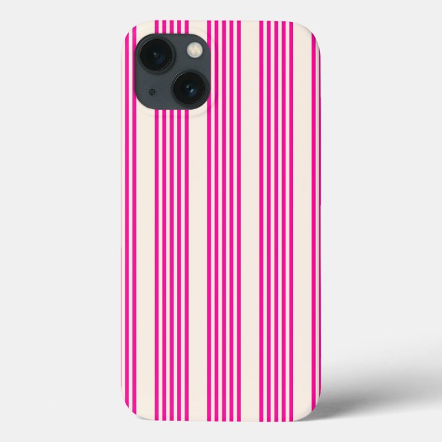 Fuchsia and beige five stripes pattern Case-Mate iPhone case (Back)