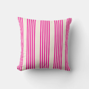 Fuchsia and beige five stripes pattern cushion