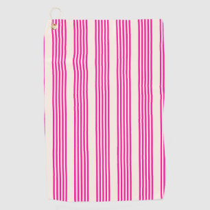 Fuchsia and beige five stripes pattern golf towel