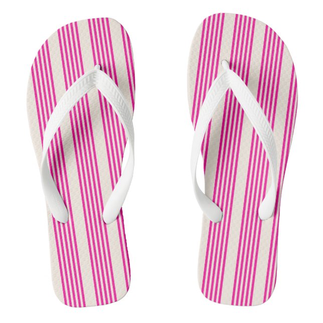 Fuchsia and beige five stripes pattern jandals (Footbed)