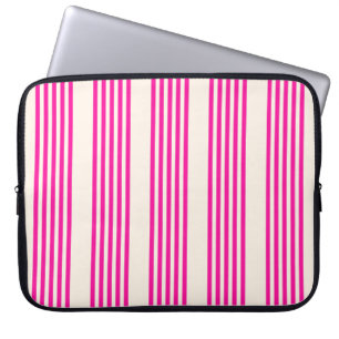 Fuchsia and beige five stripes pattern laptop sleeve
