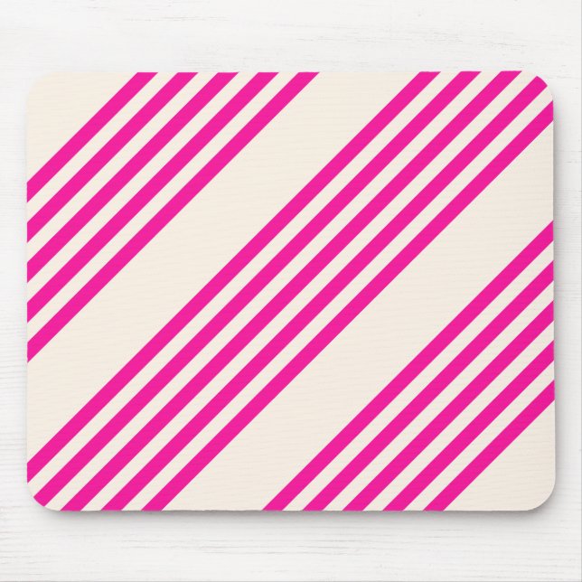 Fuchsia and beige five stripes pattern mouse pad (Front)