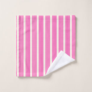 Fuchsia and beige five stripes pattern wash cloth