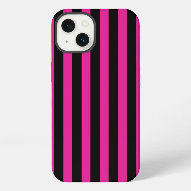 Fuchsia and black candy stripes Case-Mate iPhone c Case (Back)