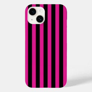 Fuchsia and black candy stripes Case-Mate iPhone 14 case