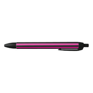 Fuchsia and black candy stripes ink pen
