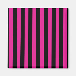 Fuchsia and black candy stripes magnet