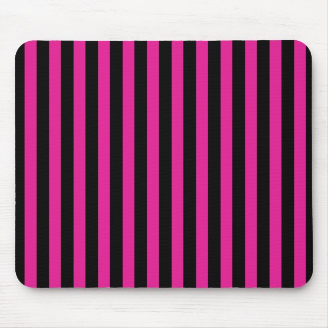 Fuchsia and black candy stripes mouse pad (Front)