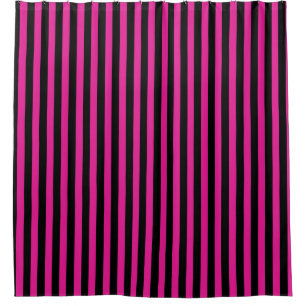 Fuchsia and black candy stripes shower curtain