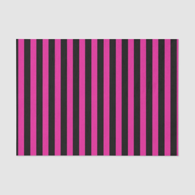 Fuchsia and black candy stripes tissue paper (Front)