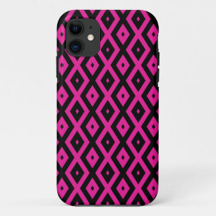 Fuchsia and black diamond pattern Case-Mate iPhone case