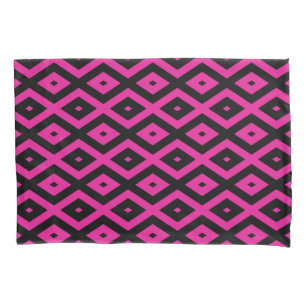 Fuchsia and black diamond pattern pillowcase
