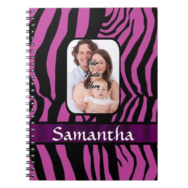 Fuchsia and black zebra print spiral notebook (Front)