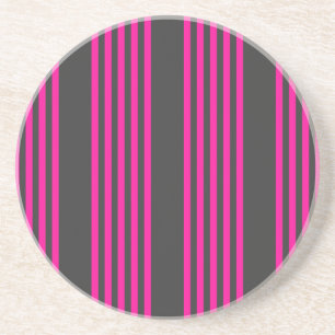 Fuchsia and charcoal five stripes pattern coaster