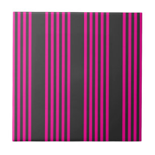 Fuchsia and charcoal five stripes pattern tile
