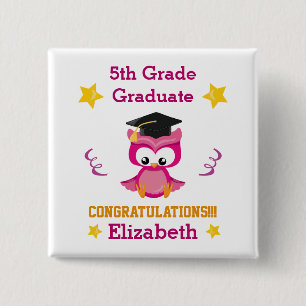 Fuchsia and Gold 5th grade graduate 15 Cm Square Badge