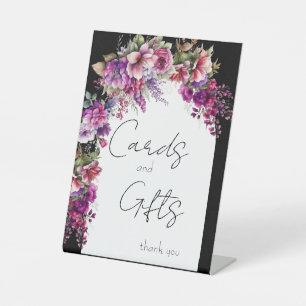 Fuchsia and Lavender Floral Arch Cards and Gifts Pedestal Sign