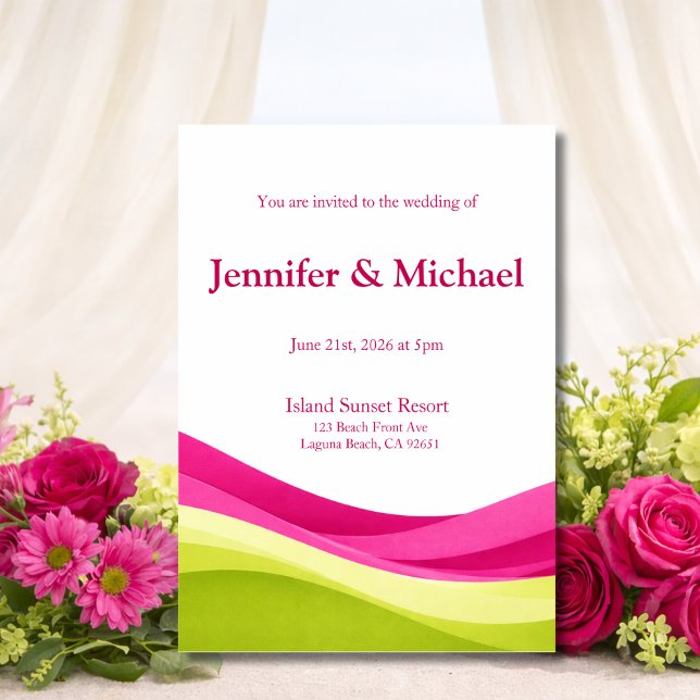 Fuchsia and Lime Green Modern Wedding  Invitation (Fuchsia and Lime Green Modern Wedding  Invitation)