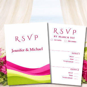 Fuchsia and Lime Green Modern Wedding  RSVP Card