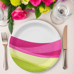Fuchsia and Lime Green Paper Plate