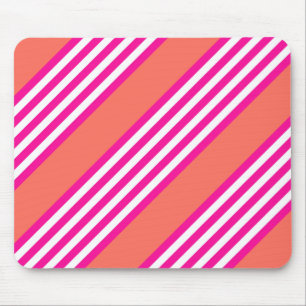 Fuchsia and living coral five stripes pattern mouse pad