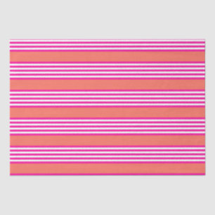 Fuchsia and living coral five stripes pattern tissue paper