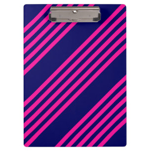 Fuchsia and navy blue five stripes pattern clipboard