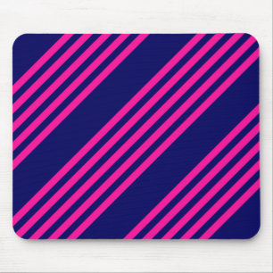 Fuchsia and navy blue five stripes pattern mouse pad