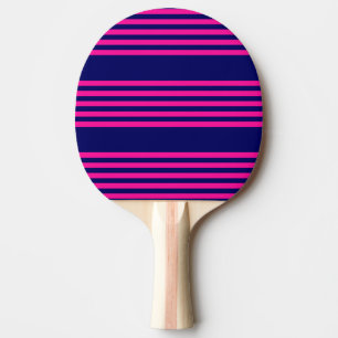 Fuchsia and navy blue five stripes pattern ping pong paddle