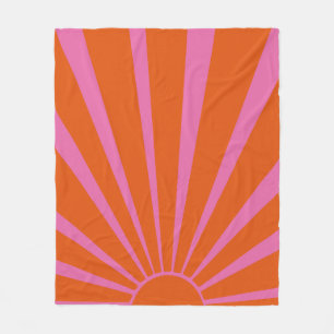 Fuchsia And Orange Aesthetic Colorful Sunshine Ray Fleece Blanket