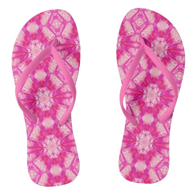 Fuchsia and Pastel Pink Tie Dye Pattern  Jandals (Footbed)